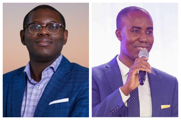 A photo collage of Bright Simons and Kwabena Adu-Boahene