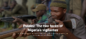 Pulaku vigilantes take part in a training drill in Yola, Nigeria