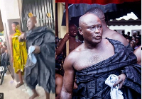 Kyeame Kofi Nti clad in black cloth was linguist of Asantehene