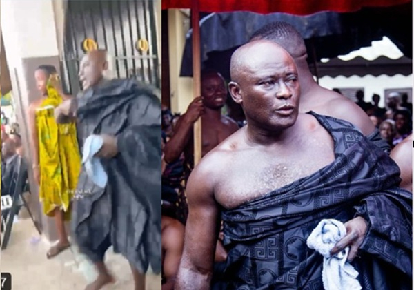 Kyeame Kofi Nti clad in black cloth was linguist of Asantehene