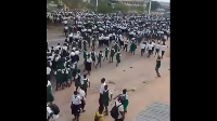 The angry students blocked a section of the Awoshie-Anyaa highway