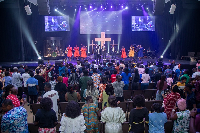 A section of attendees and performers