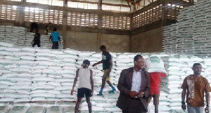 Fertilizers for the programme being packed