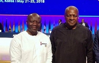 Finance Minister Ken Ofori-Atta (left) and ex-president John Dramani Mahama
