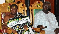 An old picture of Otumfuo Osei Tutu II and Former President John Agyekum Kufuor