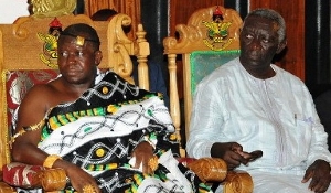 An old picture of Otumfuo Osei Tutu II and Former President John Agyekum Kufuor