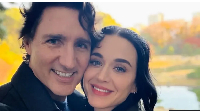 Katy Perry (R) and former Canadian Prime Minister Justin Trudeau make public appearance
