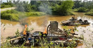 File photo of a galamsey site being burned