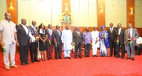 President Akufo-Addo and Vice-President Mahamudu Bawumia with the ministers after they were sworn in