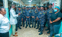 IGP Tetteh Yohuno [3rd -L] in an interaction with management of the Police Hospital