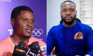 Vincent Azabak, Sales Manager of Electroland Ghana (L) & Fixon Dennis, Marketing Manager for TCL