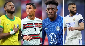 L-R: Neymar, Cristiano Ronaldo, Callum Hudson-Odoi and Karim Benzema