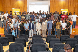 Dr Kwaku Aning with his students