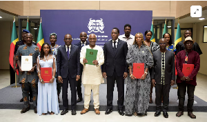 Isaline Attely (3rd from R), an Afro-descendant from Martinique, and other Afro-descendants