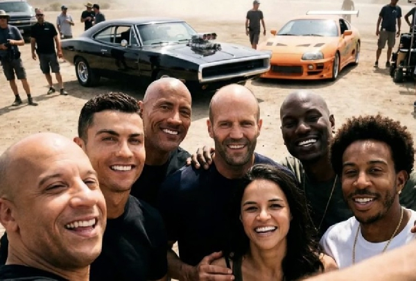 Cristiano Ronaldo spotted with Fast and Furious stars