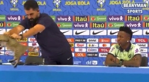 Brazil abuse an animal during pre-match