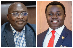 A photo collage of Dr Mahamudu Bawumia and Rev John Ntim Fordjour