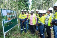 Benito-Owusu-Bio with being led on the tour by some senir officials of the company