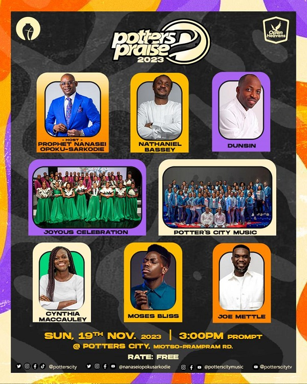 Joe Mettle, Nathaniel Basse, Dunsin Oyekan, Mosses bliss unite for Potter’s Praise 23