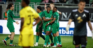 Striker, Kwadwo Duah celebrates his goal