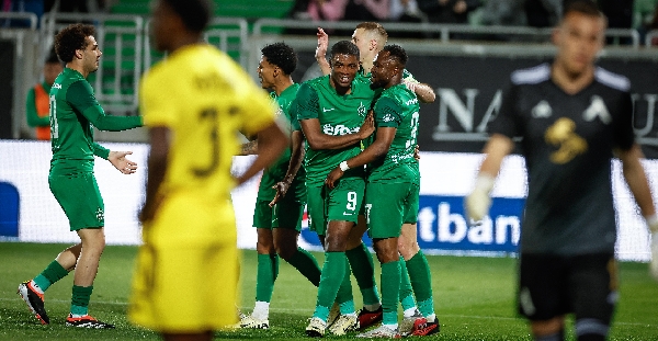 Striker, Kwadwo Duah celebrates his goal