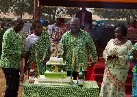 Mahama with other dignitaries gather around Anniversary cake
