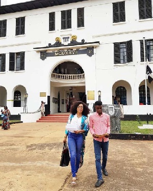 Mzbel with her son at Achimota Secondary School