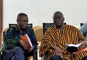 Kwesi Pratt (L) and the Paramount Chief of Essikado Traditional Area, Nana Kobina Nketsia V