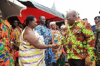 President Akufo-Addo exchanging pleasantries with chiefs of the area