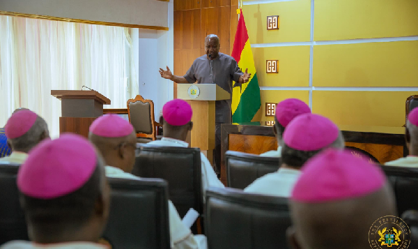 President Mahama addressing the Catholic Bishops