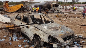 The site of the explosion in Ghana's capital, Accra [Kwasi Kpodo/Reuters]