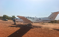 The suspicious aircraft which landed in Paga