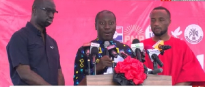 Minority Leader, Alexander Afenyo-Markin [M] with other MPs addressing a press conference