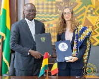 Dr Ato Forson (L) pictured with the Belgium Ambassador to Ghana