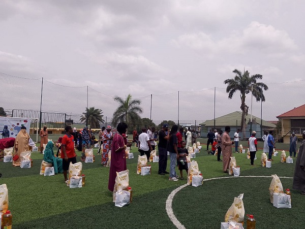 The items include 25 kilograms of rice, two litres of cooking oil, tea bags, tomato paste, sugar etc