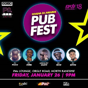 Ghana DJ Awards Pub Fest will come off at the PMs Lounge in Kaneshie, Accra