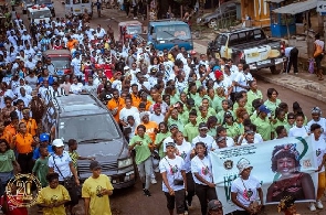 The health walk organised  to mark Love Konadu' s 20 years as a radio presenter