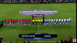 The two sides line up before kickoff