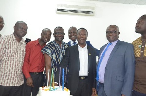 Mr. Kwasi Boadu in black suit with some GSA Exco member