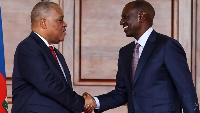 Haiti's Prime Minister Garry Conille (L) is in Kenya for talks with President Willian Ruto (R)