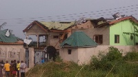 Damaged building in Nsawam