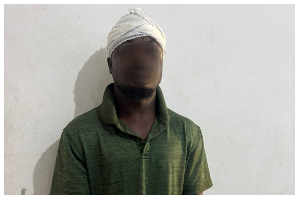 A photo of the suspect, Peter Akakpo