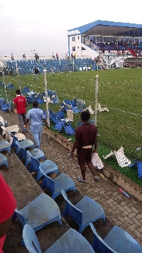 The fans went on rampage after a late penalty was awarded to Nations FC