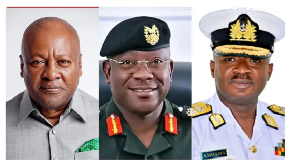 John Mahama with some two former service chiefs