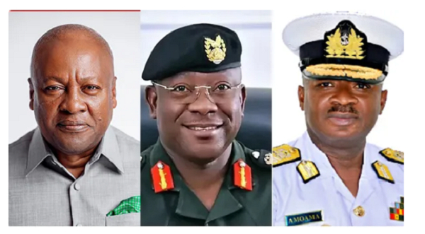 John Mahama with some two former service chiefs
