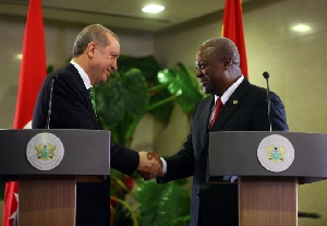 Recep Tayyip Erdogan (left), Turkish President meets President Mahama