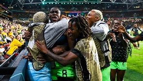 Asisat Oshoala celebrating her goal