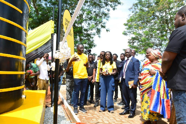 Dignitaries inspecting the digital borehole