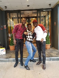 Music personality Noella Wiyaala with Ghanaian music duo, Reggie and Bollie