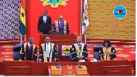Speaker, Prof. Mike Oquaye leading the house to observe a minute silence for the departed souls